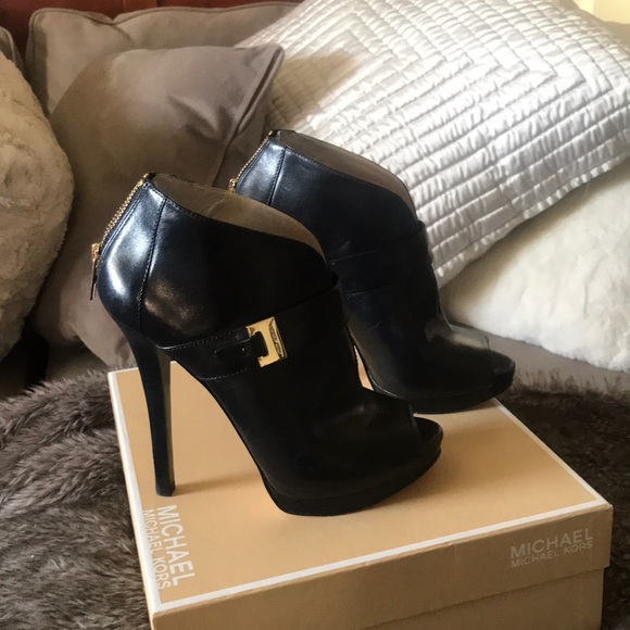 Black Michael Kors Peep Toe Bootie - Picture 4 of 10